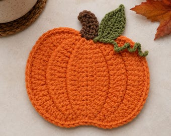 Haakpatroon voor pompoenonderzetters, herfstmokonderzetters, tafeldecoratie voor Thanksgiving, Halloweenonderzetters, direct te downloaden, PDF