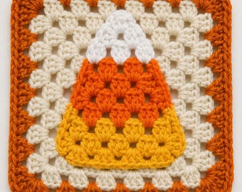 Haakpatroon voor een Candy Corn Grandma Square, Halloween haakvierkantje, Herfst Grandma Square, PDF
