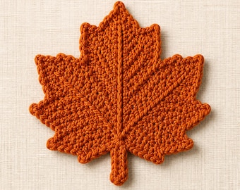 Crochet Maple Leaf Coaster Pattern  ,  Fall Leaf Mug Rug ,Beginner-Friendly Digital Download ,Thanksgiving Coaster DIY , PDF