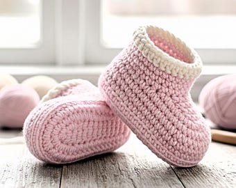 Patucos de bebé a crochet para principiantes. Patucos de bebé a crochet fáciles paso a paso. Zapatos de bebé a crochet. Patrón de patucos de bebé a crochet de 0 a 3 meses.