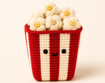 Crochet Popcorn Basket Pattern, Movie Night Crochet Decor, Cute Popcorn Holder, Crochet Storage Basket, DIY Crochet Pattern, PDF