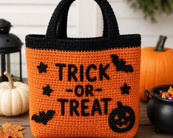 Crochet Trick or Treat  Bag ,  Candy Tote,  Instant Download, Pumpkin Tote Pattern, PDF