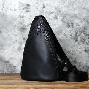 New Style Triangular Shape Sling Bag Genuine Leather Crossbody Chest Pack