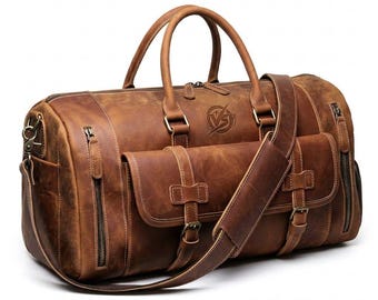 Personalisierte Vollnarbenleder Seesack, großes Weekender Reisegepäck, Trauzeugen Geschenk, Jubiläumsgeschenk