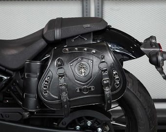 Leder Motorrad Schwingentasche: Universelle Softail Seite Werkzeug Rolle, Chopper Gabel Tasche & Satteltasche