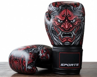 Custom Oni Samurai Boxing Gloves – Personalized Logo Artificial Leather Gear