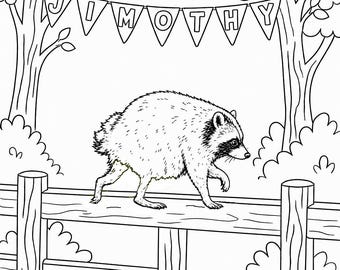 Jimothy the lovable Seattle Raccoon downloadable coloring book print