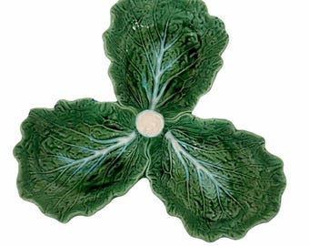 Vintage 1611 Cabbage Majolica Appetizer Plate – Mid Century Modern Bordallo Pinheiro inspired Dish