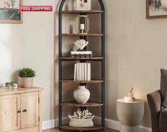 Estantería esquinera de 71" y 6 niveles, estantería esquinera alta, soporte para plantas para espacios pequeños y estante de almacenamiento.