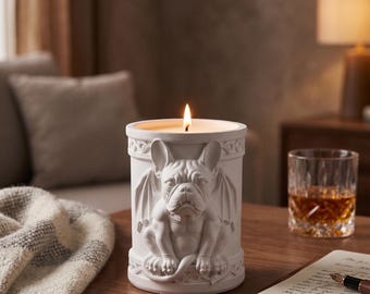 Gorgoyle Frenchie Candle | Floral Bouquet | Soy Wax | French Bulldog Gift
