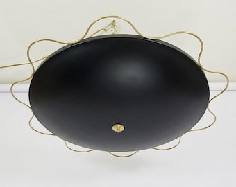 Brass Chandelier, Mid-Century Flush Mount, Uplight Ceiling Lamp Italian Style Modern Fixture