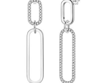 925 Sterling Silver Hoop Stud Earrings | Gold Plated, Crystal Accents, Wedding Jewelry