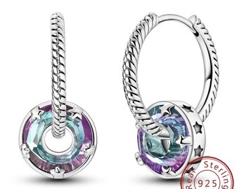 925 Sterling Silver Hoop Earrings | Gold Plated, Crystal Accents, Wedding Jewelry