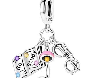 Pandora Go Study charm, S925 Sterling Silver for Bracelet, Jewelry Gift for Her