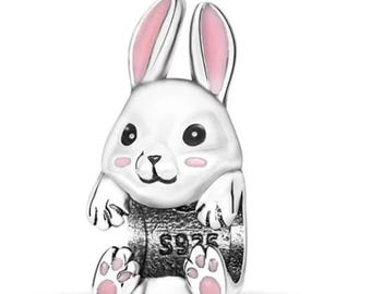 Pandora Rabbit Bunny Charm, S925 Sterling Silver for Bracelet, Jewelry Gift for Her