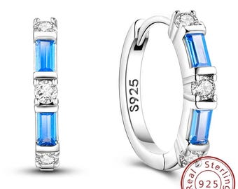 925 Sterling Silver Hoop Stud Earrings | Gold Plated, Crystal Accents, Wedding Jewelry