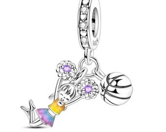 Pandora Murano Cheerleader Charm, S925 Sterling Silver for Bracelet, Jewelry Gift for Her