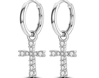 925 Sterling Silver Hoop Stud Earrings | Gold Plated, Crystal Accents, Wedding Jewelry