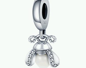 Pandora Zircon Ladybug Charm, S925 Sterling Silver for Bracelet, Jewelry Gift for Her