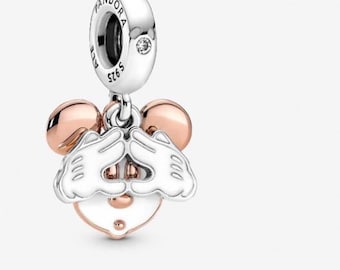 Mickey Mouse Double Charm, 925 Sterling Silver Charm Jewelry for Bracelet and Necklace