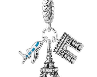 Pandora Paris France Trip charm, S925 Sterling Silver for Bracelet, Jewelry Gift for Her