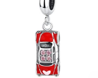 Pandora red car charm, S925 Sterling Silver for Bracelet, Jewelry Gift for Her