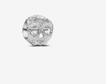 Textured Skull Mini Charm , S925 Charm For Bracelet and Necklace , Fit Pandora Jewelry