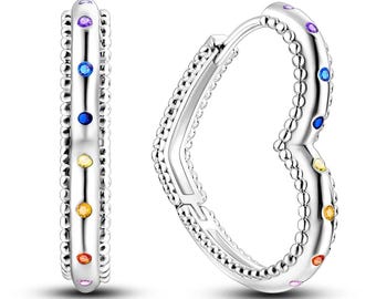 925 Sterling Silver Hoop Stud Earrings | Gold Plated, Crystal Accents, Wedding Jewelry