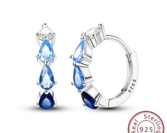 925 Sterling Silver Hoop Stud Earrings | Gold Plated, Crystal Accents, Wedding Jewelry