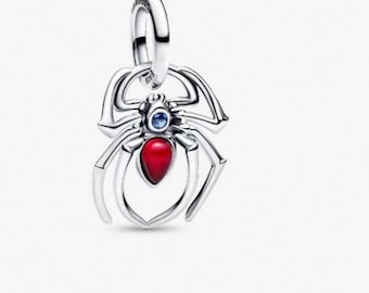 Spiderman Dangle Charm, 925 Sterling Silver Charm Jewelry for Bracelet and Necklace