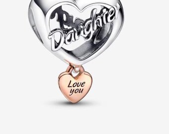 Love You Daughter Heart Charm , S925 Charm For Bracelet and Necklace , Fit Pandora Jewelry
