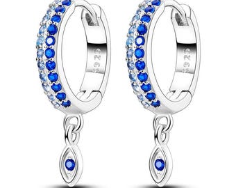 925 Sterling Silver Hoop Stud Earrings | Gold Plated, Crystal Accents, Wedding Jewelry