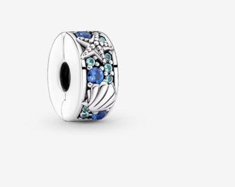 Tropical Starfish & Shell Clip Charm , S925 Charm For Bracelet and Necklace , Fit Pandora Jewelry