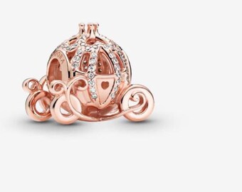 Sparkling Carriage Charm, 925 Sterling Silver Charm Jewelry for Bracelet and Necklace