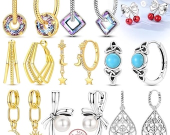 925 Sterling Silver Hoop Earrings | Floral Earrings | Gold plated Earrings | Wedding Jewelry | Bridesmaid Gift