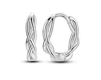 925 Sterling Silver Hoop Stud Earrings | Gold Plated, Crystal Accents, Wedding Jewelry