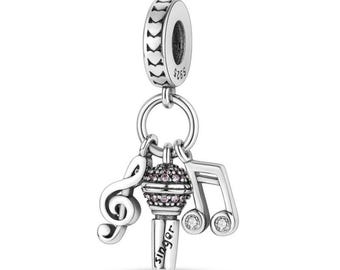Microfoonbedeltje, S925 sterling zilver voor armband, sieraadcadeau voor haar