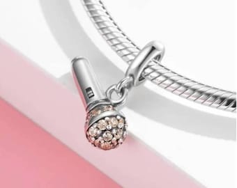 Pandora microphone charm, S925 Sterling Silver for Bracelet, Jewelry Gift for Her