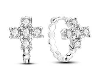 925 Sterling Silver Hoop Stud Earrings | Gold Plated, Crystal Accents, Wedding Jewelry