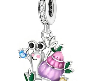 Cute Snail Charm, 925 Sterling Silver Charm for Bracelet