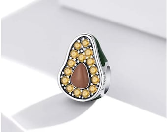 Pandora Green Enamel Avocado Fruit Charm, S925 Sterling Silver for Bracelet, Jewelry Gift for Her