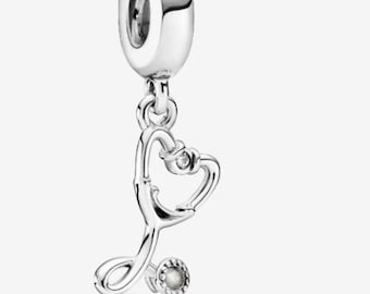 Stethoscope Hear Charm, 925 Sterling Silver Charm Jewelry for Bracelet and Necklace