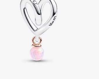 Mum Two-tone Wrapped Heart Charm , S925 Charm For Bracelet and Necklace , Fit Pandora Jewelry