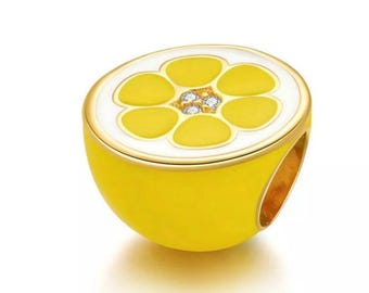 Pandora Fresh Lemon CZ charm, S925 Sterling Silver for Bracelet, Jewelry Gift for Her