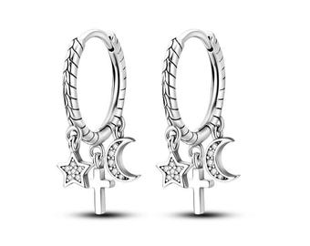 925 Sterling Silver Hoop Stud Earrings | Gold Plated, Crystal Accents, Wedding Jewelry