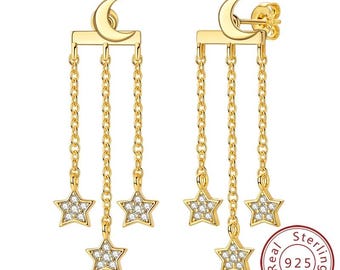 925 Sterling Silver Hoop Earrings | Gold Plated, Crystal Accents, Wedding Jewelry