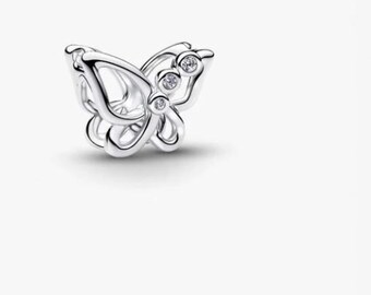 Butterfly Openwork Charm , S925 Charm For Bracelet and Necklace , Fit Pandora Jewelry