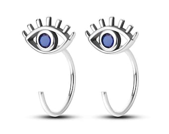 925 Sterling Silver Hoop Stud Earrings | Gold Plated, Crystal Accents, Wedding Jewelry