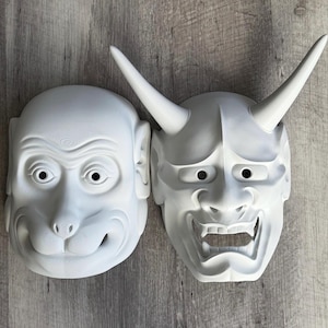 Kozaru and Hannya Mask (STL print files) - Sacred Monkey & Jealous Demon  - Japanese Folklore - Wearable Samurai Mask