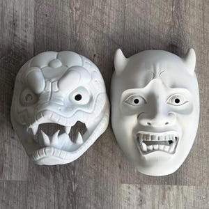 Hebi-Onna and Namanari Mask (STL print files) - Snake Woman & Transforming Demon - Japanese Yokai Art - Wearable Hannya Variant